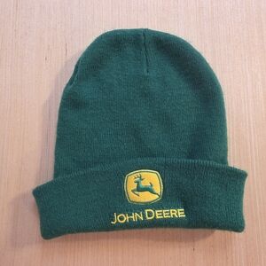 John Deere Green Knit Beanie Hat Embroidered Logo Cuffed Winter Cap